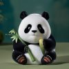 Happy little general panda baby flower cute blue and leaf table decoration trendy panda hand-made cute toys - Image 4